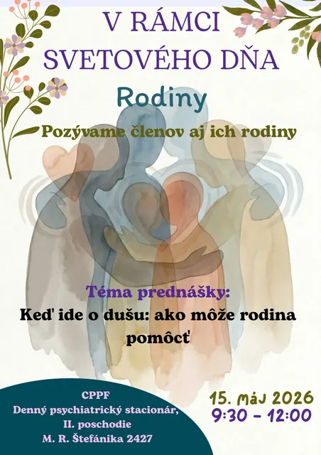 Pozývame Vás na prednášku: Keď ide o dušu- ako môže rodina pomôcť 💜